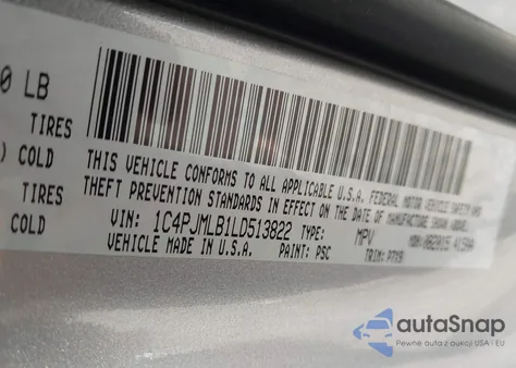 2020 Jeep Cherokee Latitude Plus 4X4 z USA, uszkodzony, nr VIN 1C4PJMLB1LD513822